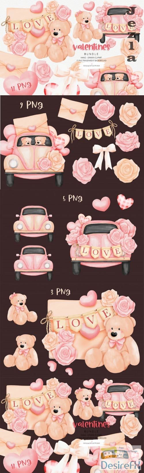 Valentine's Day Teddy Bear and VW Car