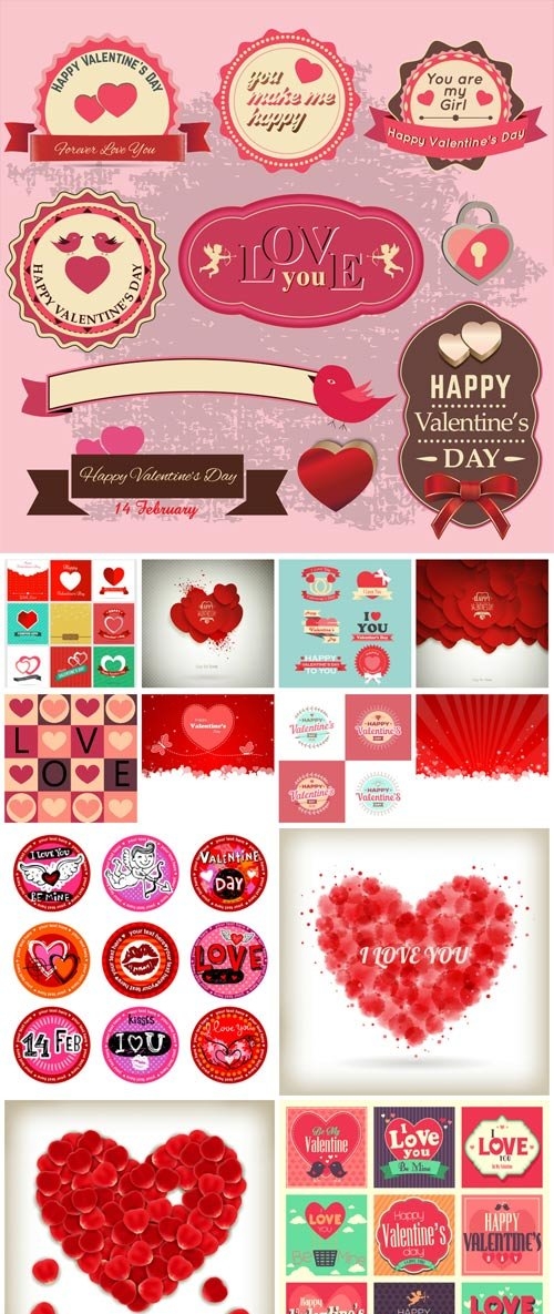 Vector elements for valentine's day