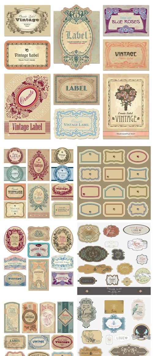 Vintage original labels in vector