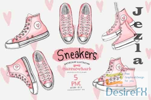 Watercolor Sneakers Clipart Bundle