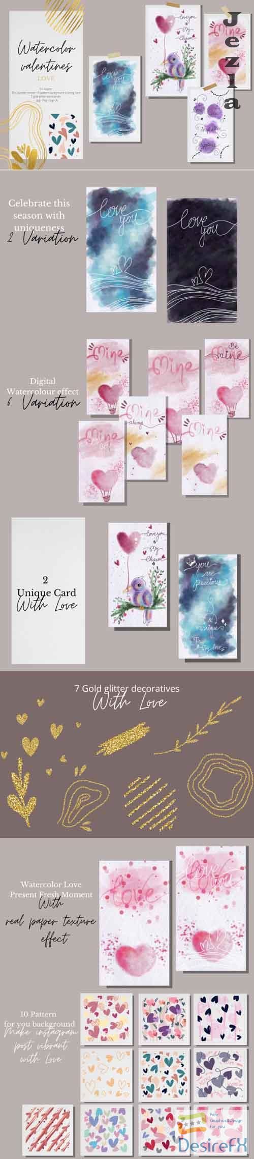 Watercolor Valentines Collection