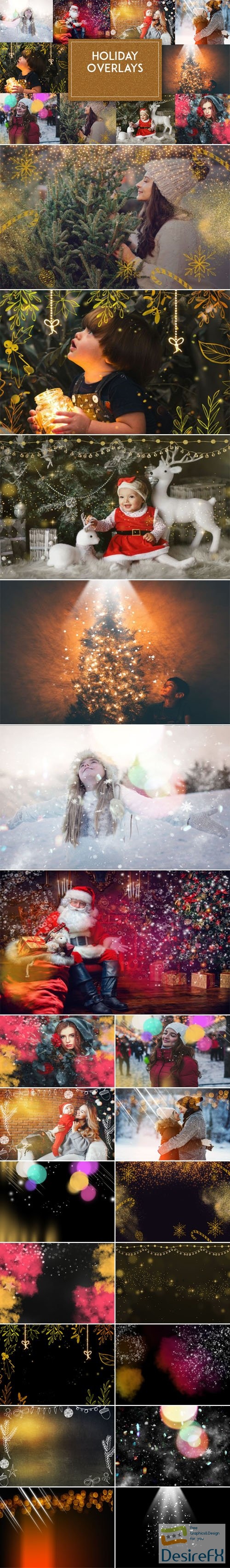 10 Beautiful Holiday Photoshop Overlays Collection