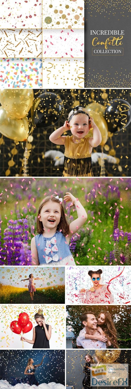20 Incredible Confetti PNG Overlays Collection