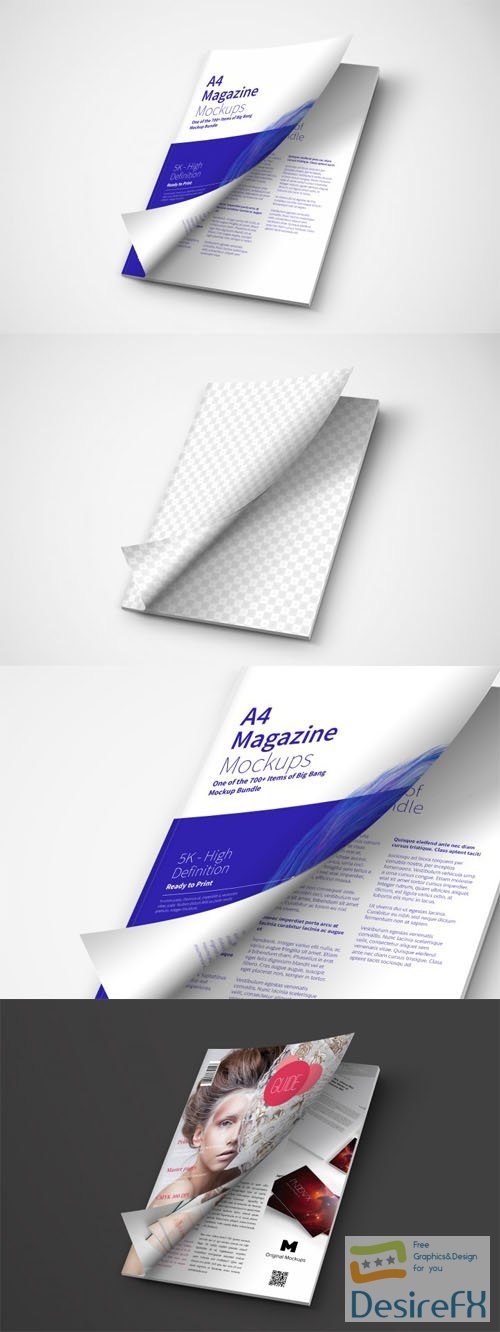 A4 Magazine PSD Mockup Cover Opening