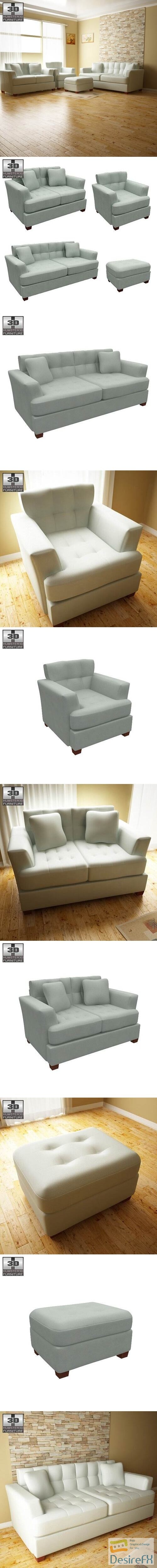 Ashley Zia - Spa Living Room Set 3D Model