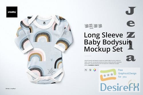 Baby Long Sleeve Bodysuit Mockup Set 5131314