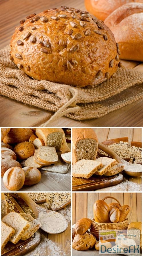 Basket with fresh bread stock photo