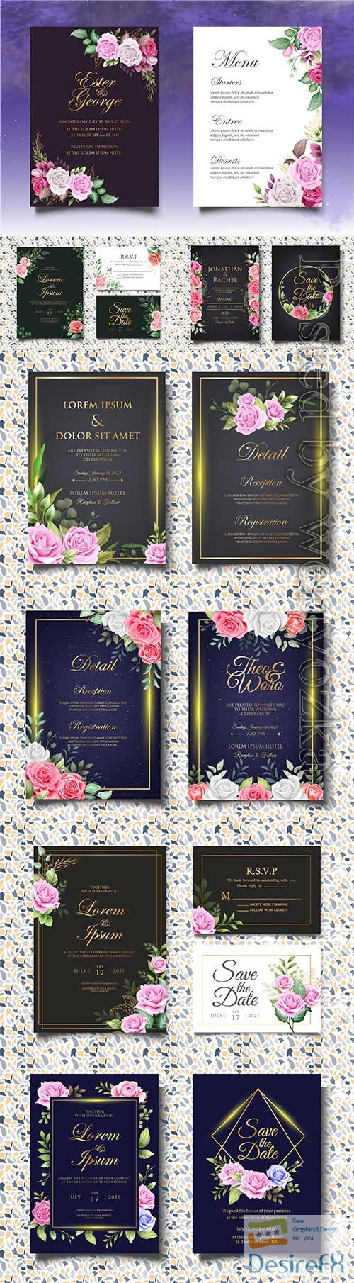 Beautiful invitation wedding card with decoration