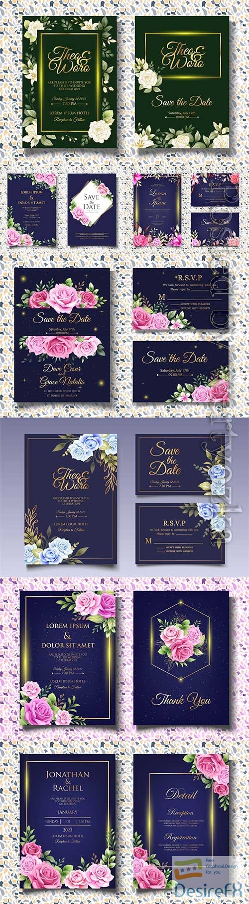 Beautiful invitation wedding with roses