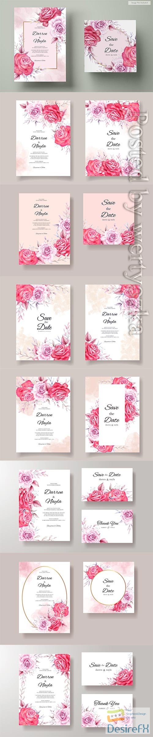 Download Beautiful wedding invitation with red and purple roses ...
