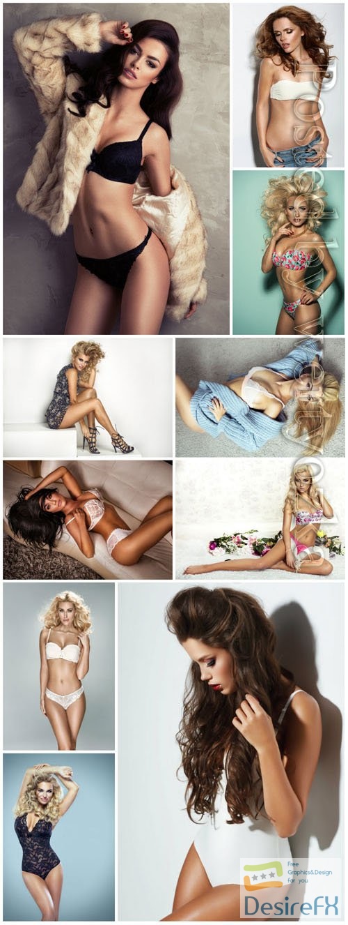 Beautiful women in different poses stock photo