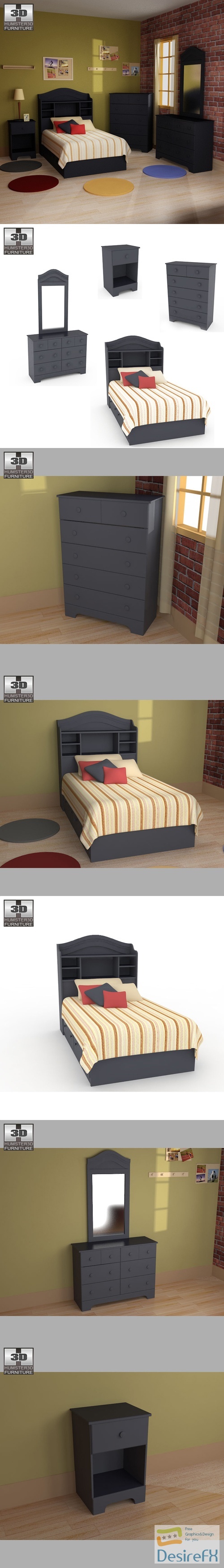 Bedroom Furniture 21 Set 3D Model