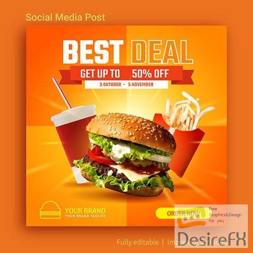 Best deal promotion social media post template design
