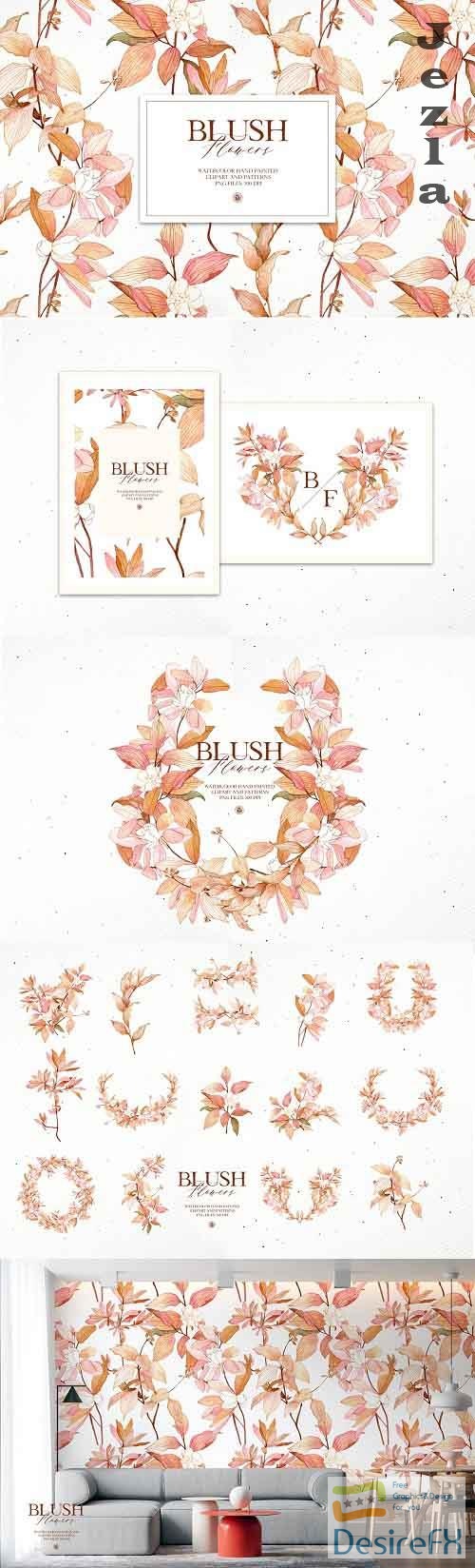Blush Flowers - watercolor set - 5867753