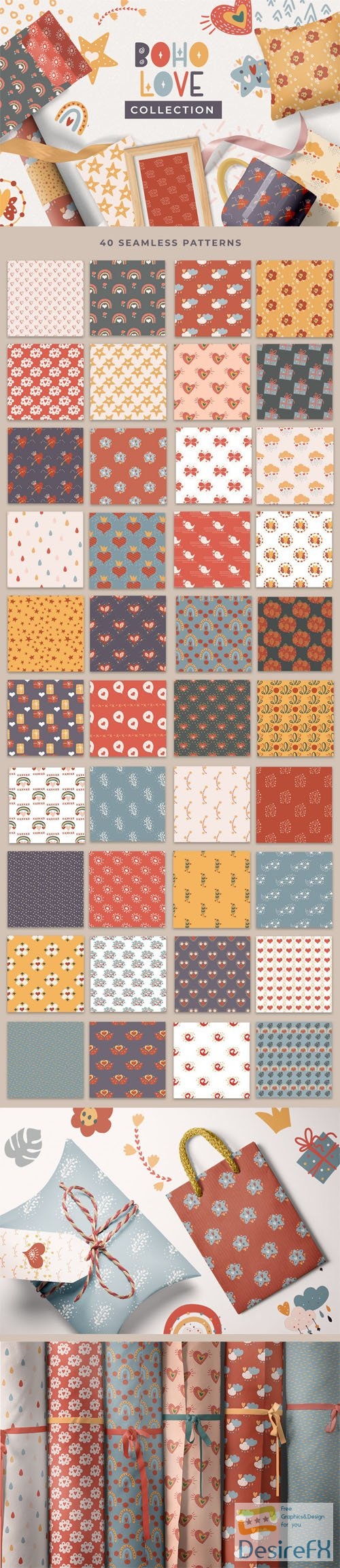 Boho Love Collection - 40 Seamless Patterns