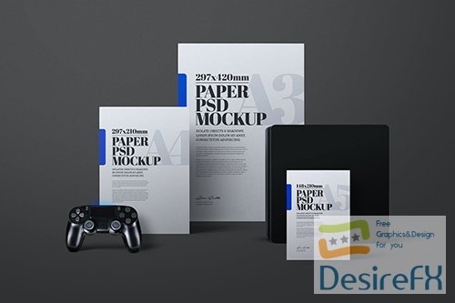 Console Mockup A3 A4 A5 Poster Game Controller PSD