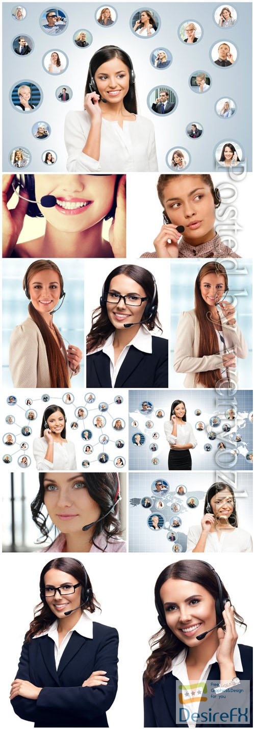 Female operators with a smile on their face stock photo
