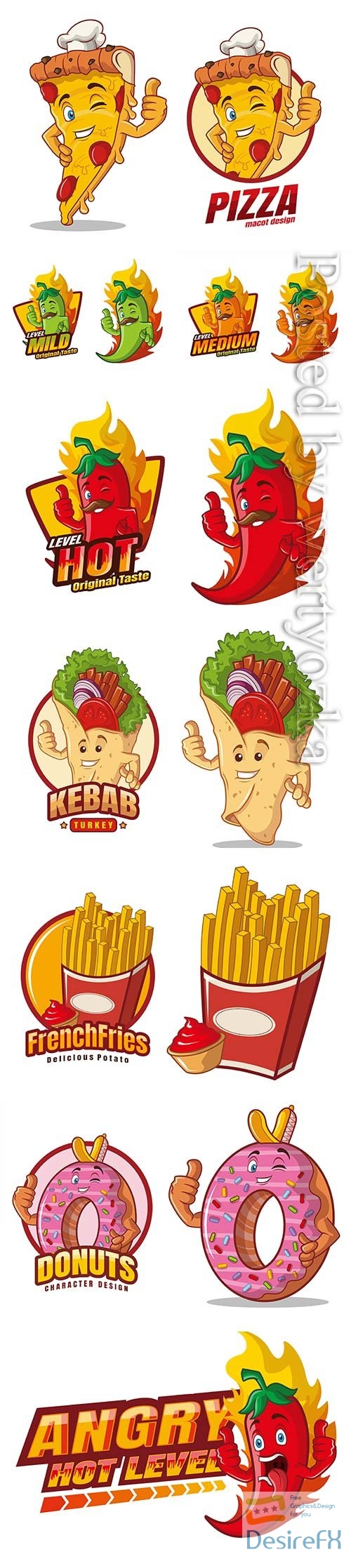 Food cartoon character mascot vector design