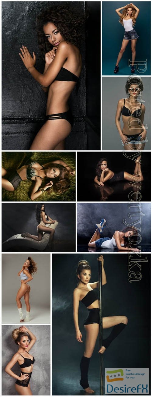 Girls in various poses stock photo
