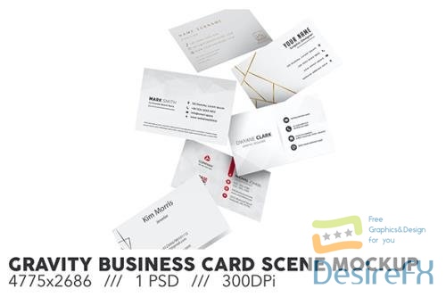 Gravity Business Card Scene PSD Mockup