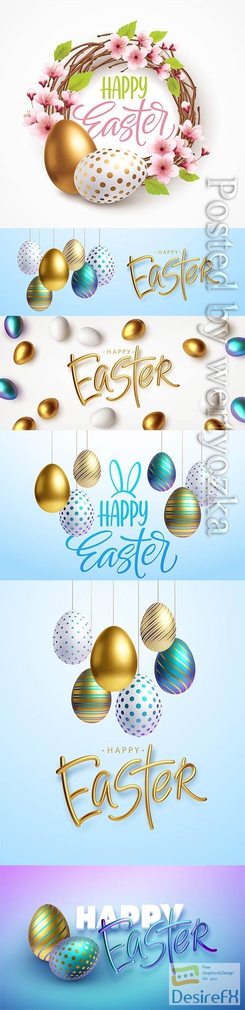 Happy easter on a background of easter eggs