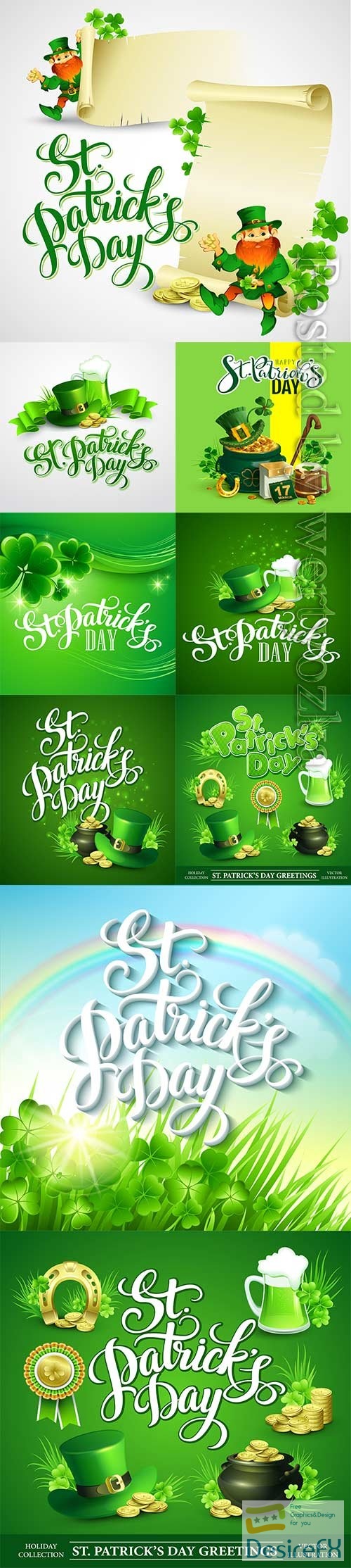 Happy saint patricks day greeting lettering vector background