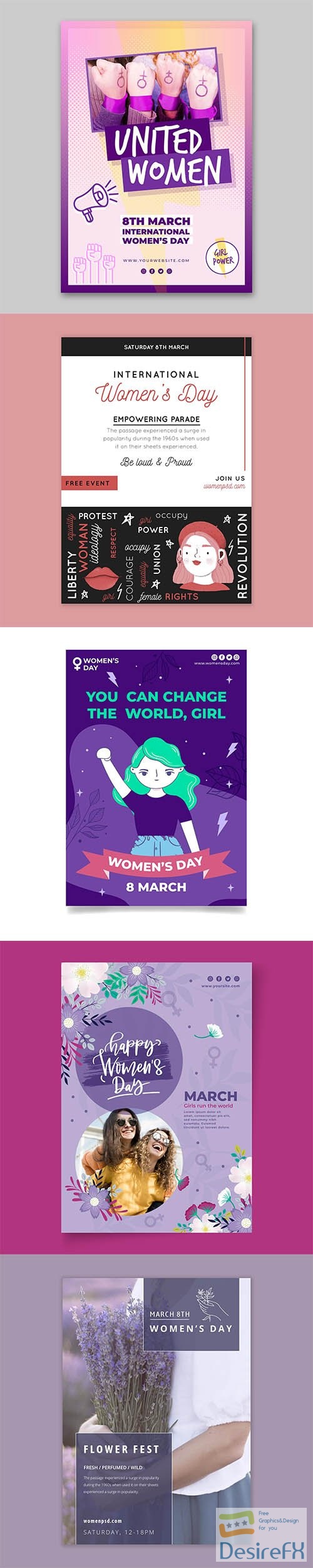 International women day poster template set