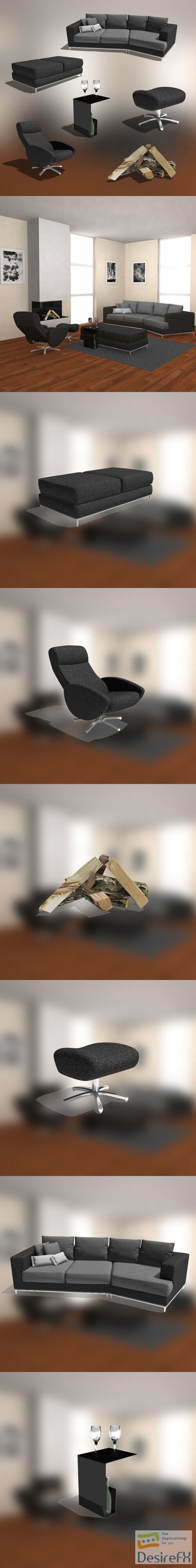 Living Room 03 Set 3D Model