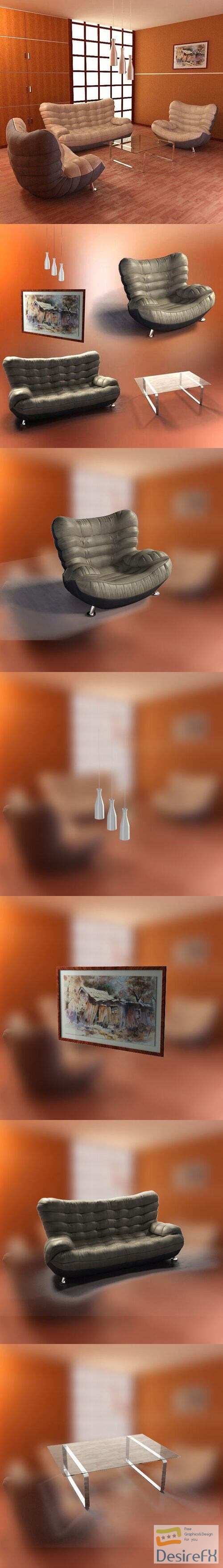 Living Room 05 Set 3D Model