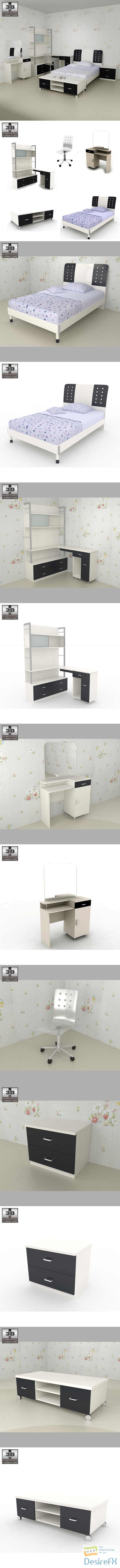 Nursery Room Furniture 06 Set 3D Model