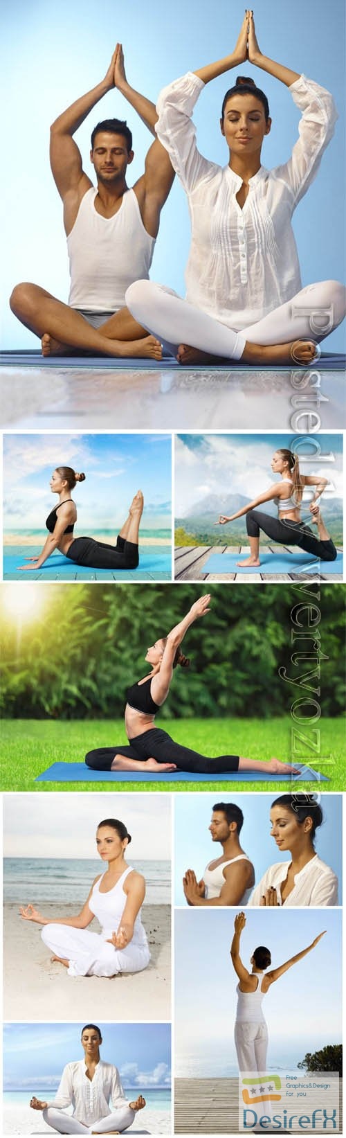 People doing yoga stock photo