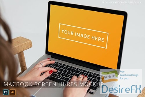 Person Working on Macbook Photo Mockup PSD