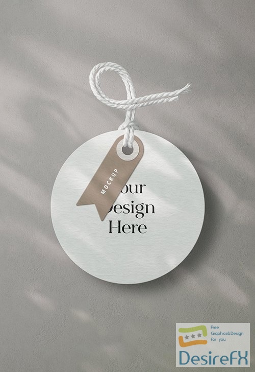Round Decorative Clothes Label Tag with Twine Mockup 332731731 PSDT