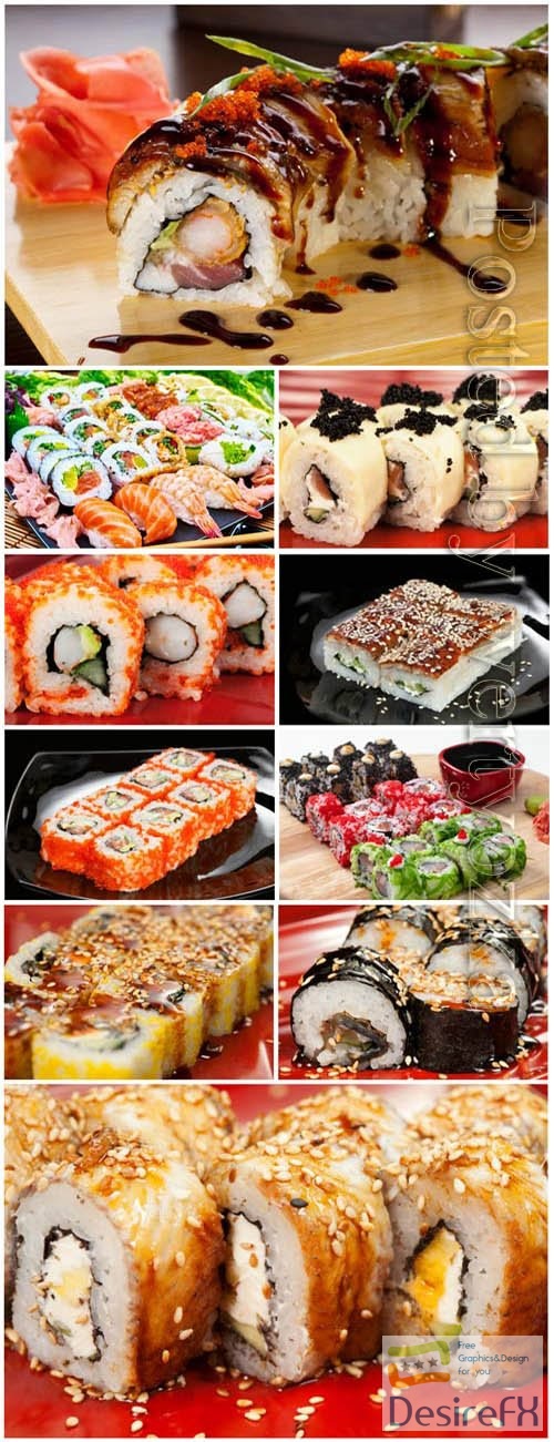 Sets of sushi with ginger stock photo