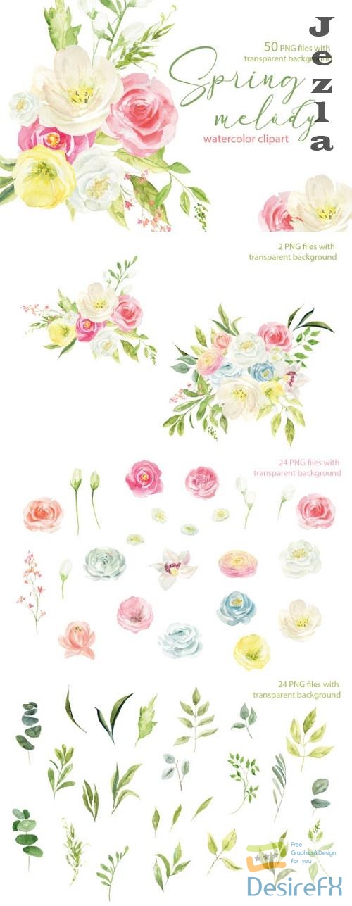Spring Melody, Watercolor Clipart