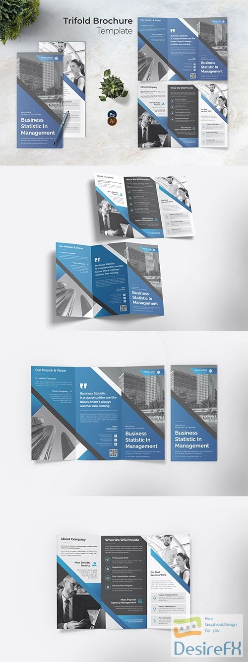 Statistic Management Trifold Brochure PSD