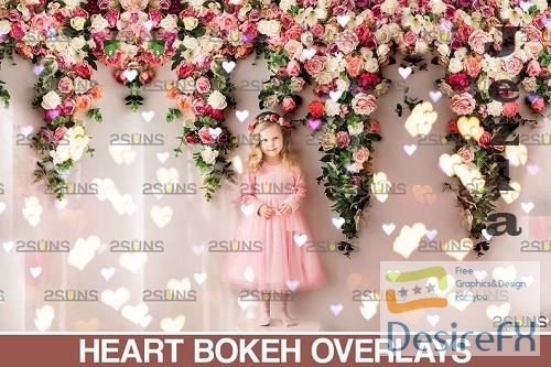 Valentine Bokeh Blowing heart Photoshop overlay v14