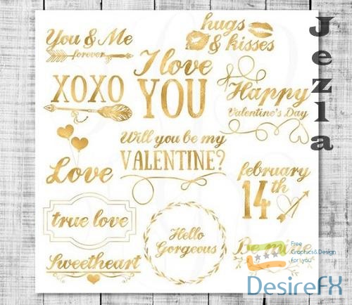 Valentines gold foil word art - photo overlays - 1181282