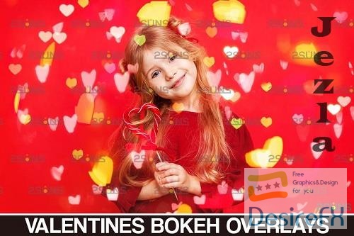 Valentines overlay photoshop &amp; Bokeh heart backdrop V11