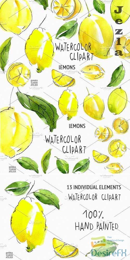 Watercolor Lemon Clipart - 5757805