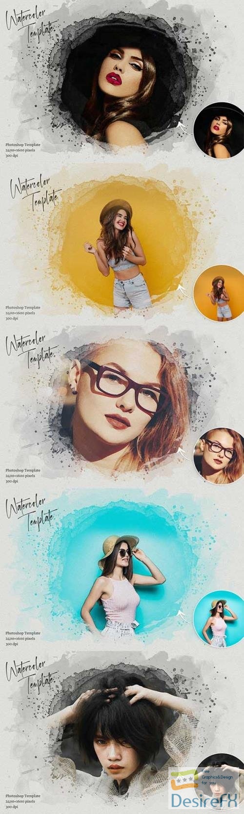 Watercolor Photoshop Template
