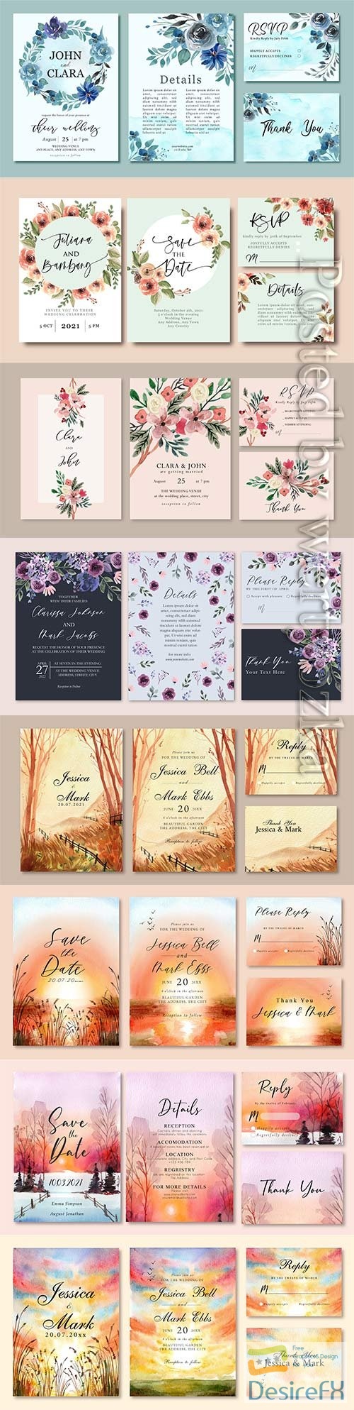 Wedding invitation card design with flower