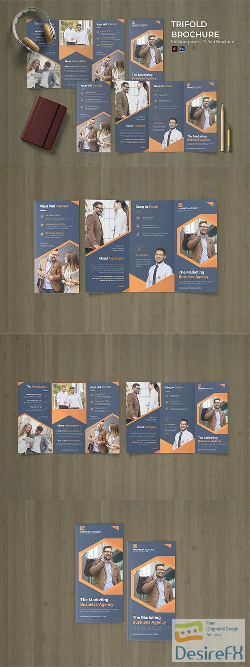 Working Office Flyer Trifold Brochure PSD