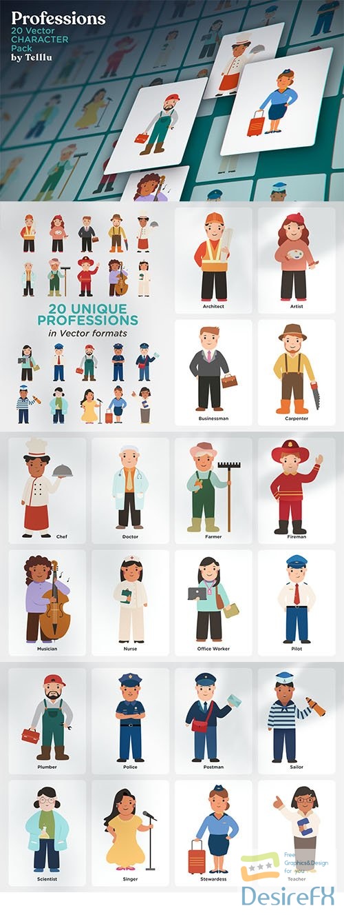 20 Profession Vector Character pack