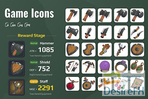 25 Iconset Medieval Equipment for Games