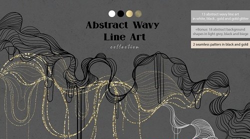 Abstract wavy line art collection - 5457533