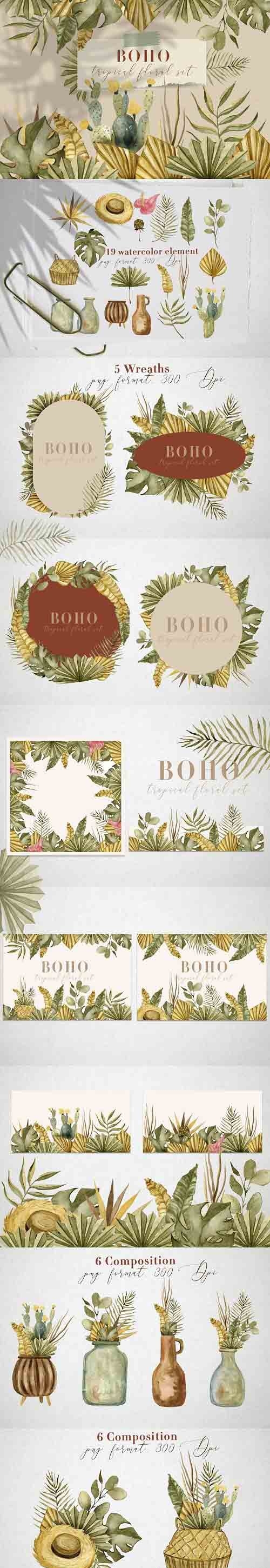 Boho tropical floral set - 5993792
