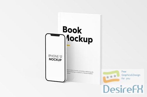Book &amp; iPhone 12 Mockup CTDC8XA