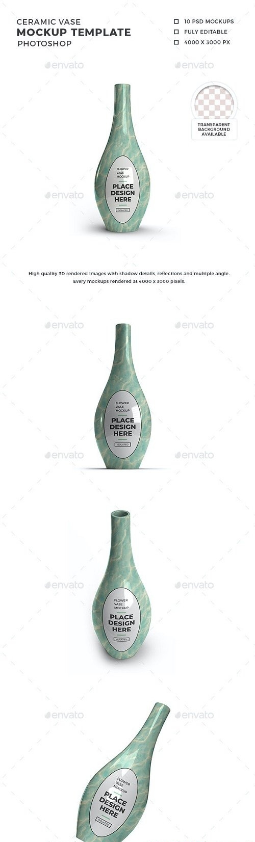 Ceramic Vase 3D Mockup Template - 30854788