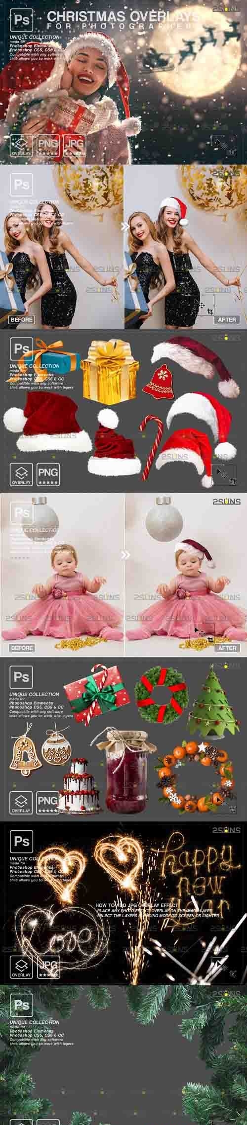 Christmas overlay & Sparkler overlay, Photoshop overlay - 1133249